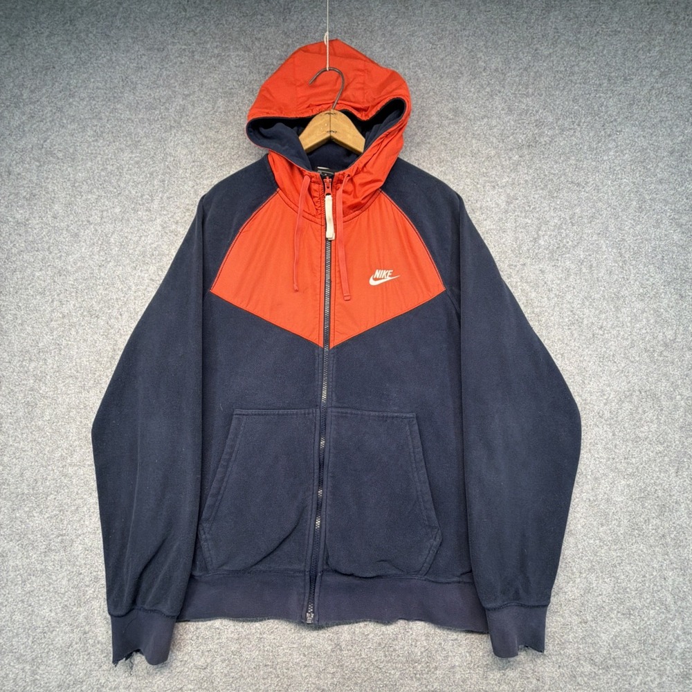 Nike Sweatshirt Men's M Running Training Full-Zip Fleece Red Blue 929114-451 M